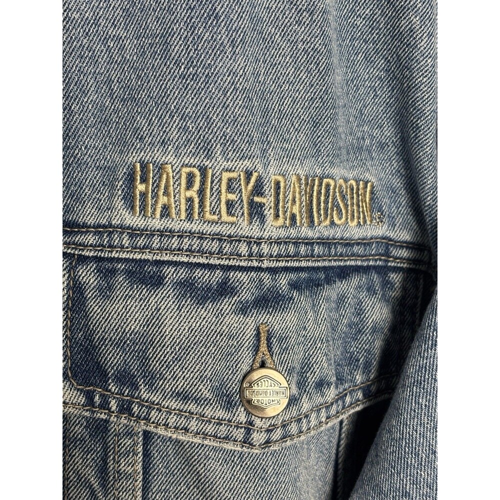 Vintage Harley Davidson Motorcycle Denim Jean Biker Jacket Men's 5XL Logo Patch - Picture 7 of 15
